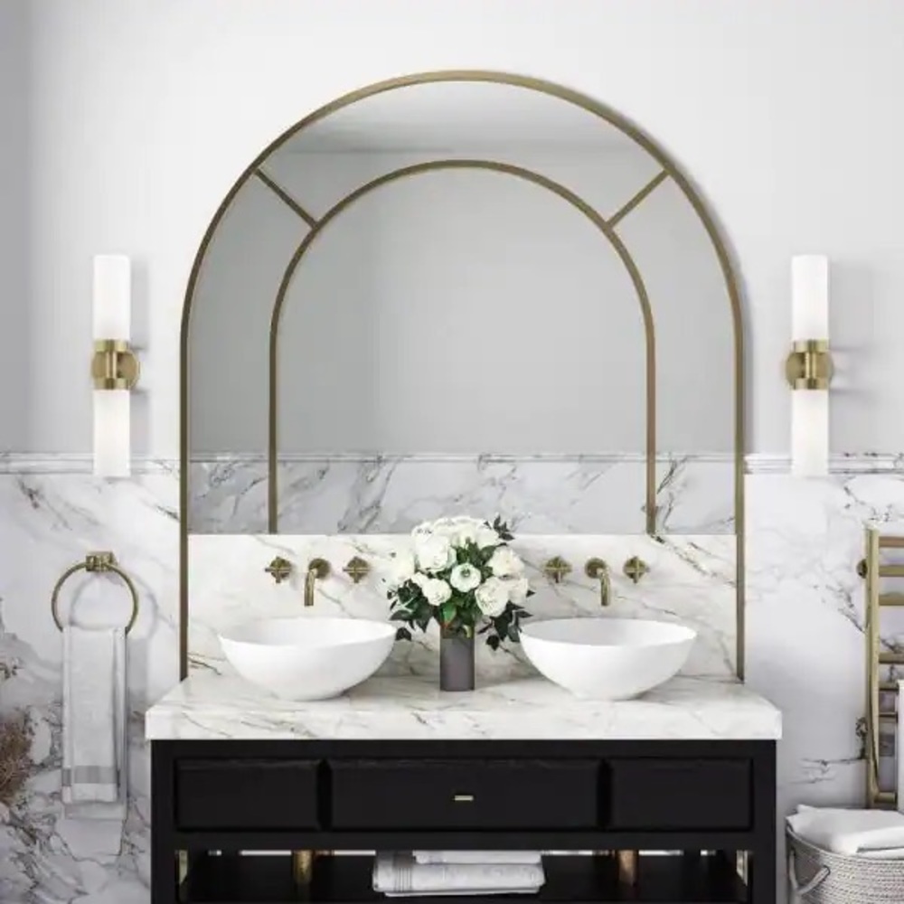 Livix lighting Aero two light antique brass ADA vanity sconce